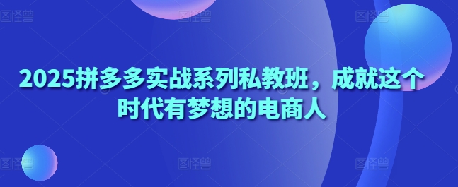 2025拼多多实战系列私教班,成就这个时代有梦想的电商人-墨痕微课