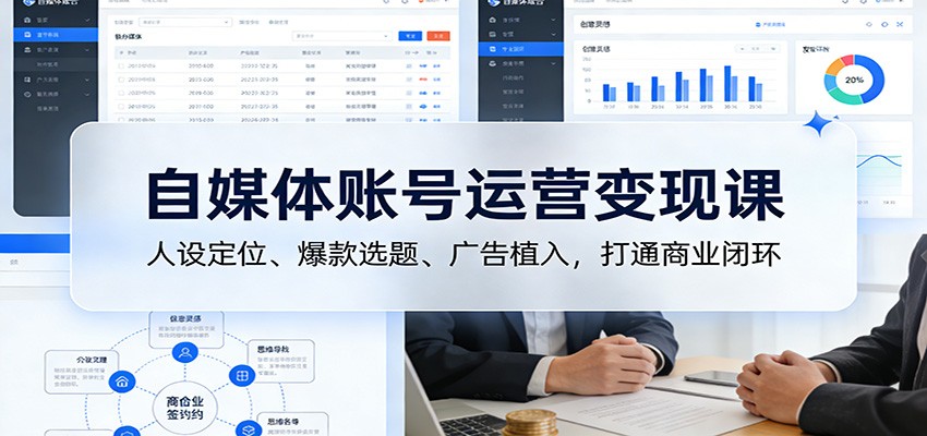 自媒体账号运营变现课：人设定位、爆款选题、广告植入，打通商业闭环-墨痕微课
