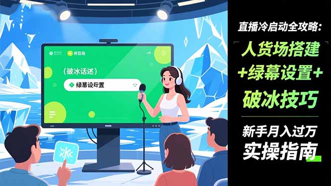 直播冷启动全攻略:人货场搭建+绿幕设置+破冰技巧，新手月入过万实操指南-墨痕微课