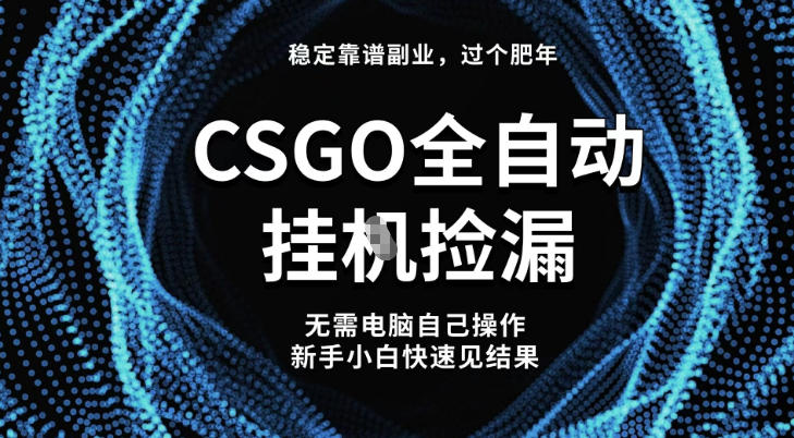 【稳定副业】全球最热门游戏CSGO全自动捡漏，最新玩法，新手小白日入5张+【揭秘】-墨痕微课