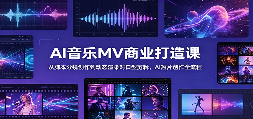 AI音乐MV商业打造课：从脚本分镜创作到动态渲染对口型剪辑，AI短片创作全流程-墨痕微课