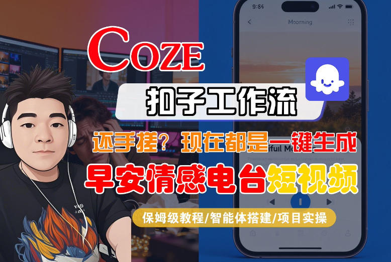 【Coze工作流搭建实操教程】【coze】早安情感电台日签视频还在手动做？用扣子工作流自动生成，省时90%-墨痕微课