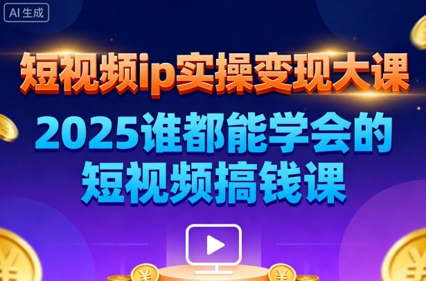 短视频ip实操变现大课，7月26-27日广州站线下课，2025谁都能学会的短视频搞钱课-墨痕微课