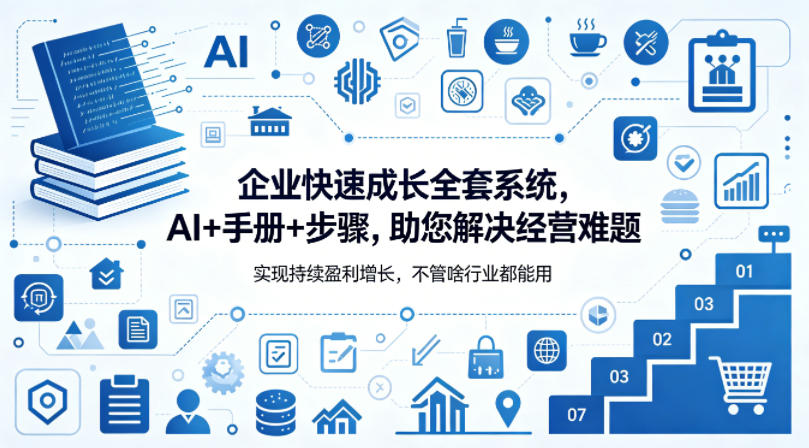 企业快速成长全套系统，AI+手册+步骤，助您解决经营难题，实现持续盈利增长，不管啥行业都能用-墨痕微课