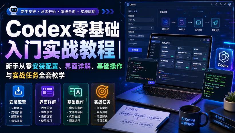 Codex零基础入门实战教程|新手从零安装配置、界面详解、基础操作与实战任务全套教学-墨痕微课