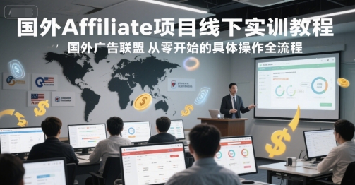 国外Affiliate项目线下实训教程,国外广告联盟从零开始的具体操作全流程-墨痕微课