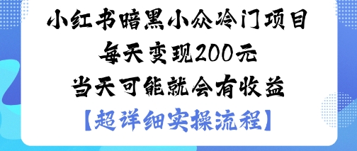 小红书暗黑小众冷门项目每天变现2张当天可能就会有收益-墨痕微课