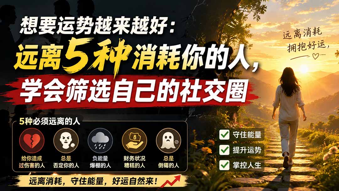 付费文章：想要运势越来越好：远离5种消耗你的人，学会筛选自己的社交圈-墨痕微课