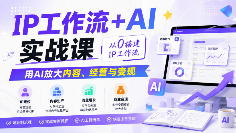 IP工作流+AI实战课,从0搭建IP工作流,用AI放大内容、经营与变现-墨痕微课