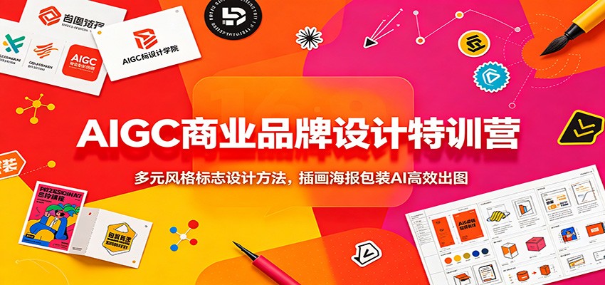 AIGC商业品牌设计特训营：多元风格标志设计方法，插画海报包装AI高效出图-墨痕微课
