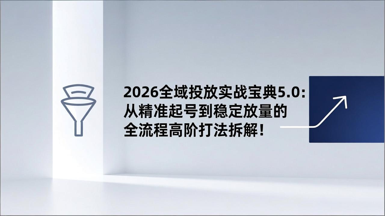 2026全域投放实战宝典5.0：从精准起号到稳定放量的全流程高阶打法拆解！-墨痕微课
