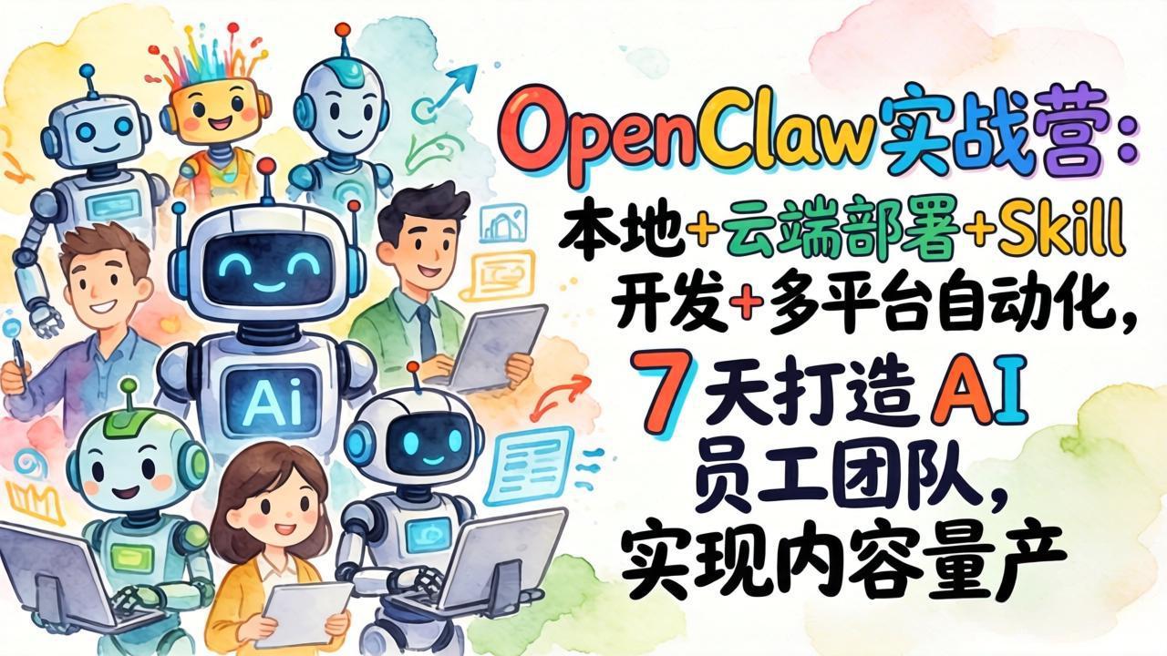 OpenClaw实战营：本地+云端部署+Skill开发+多平台自动化，7 天打造 AI 员工团队，实现内容量产-墨痕微课