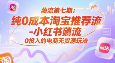 薅流第七期：纯0成本淘宝推荐流-小红书薅流最新版目，0投入的电商无货源玩法(附赠往期)-墨痕微课