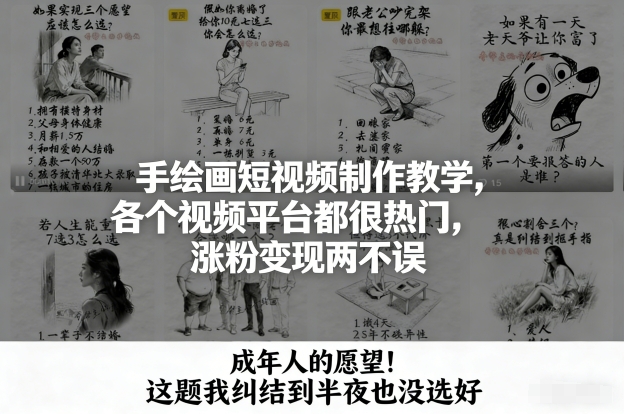 手绘画短视频制作教学，各个视频平台都很热门，涨粉变现两不误-墨痕微课