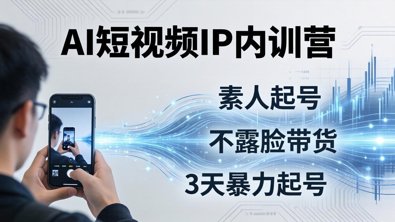 2026AI短视频IP内训营：从素人起号到不露脸带货，3天暴力起号全流程拆解-墨痕微课