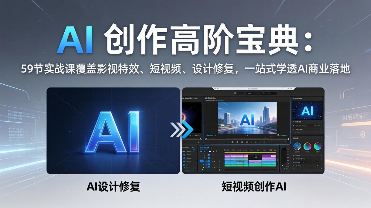 AI 创作高阶宝典:59节实战课覆盖影视特效、短视频、设计修复,一站式学透AI商业落地-墨痕微课