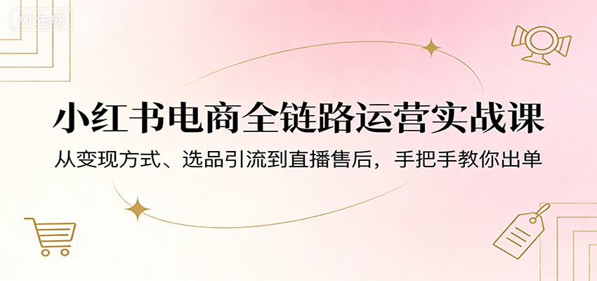 小红书电商全链路运营实战课:从变现方式、选品引流到直播售后,手把手教你出单-墨痕微课