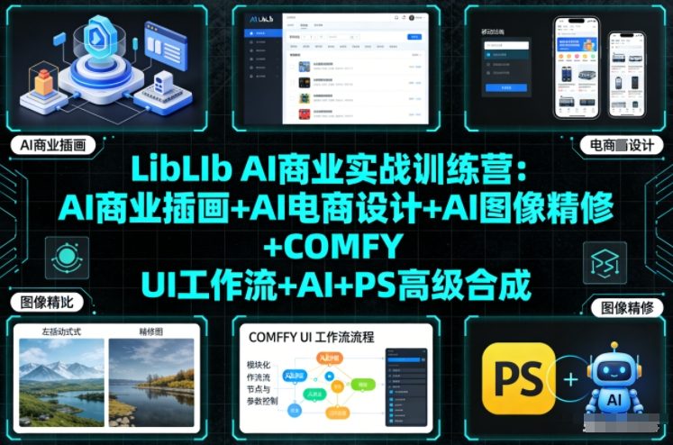 LibLIb AI商业实战训练营:AI商业插画+AI电商设计+AI图像精修+COMFY UI工作流+AI+PS高级合成-墨痕微课