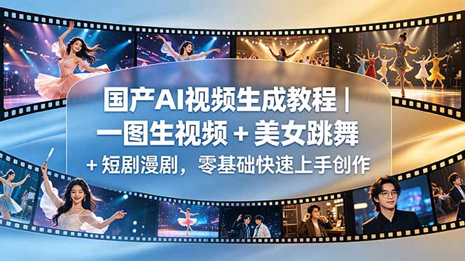 国产AI视频生成教程｜一图生视频 + 美女跳舞 + 短剧漫剧，零基础快速上手创作-墨痕微课