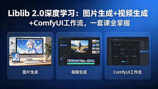 Liblib 2.0深度学习:图片生成+视频生成+ComfyUI工作流,一套课全掌握-墨痕微课