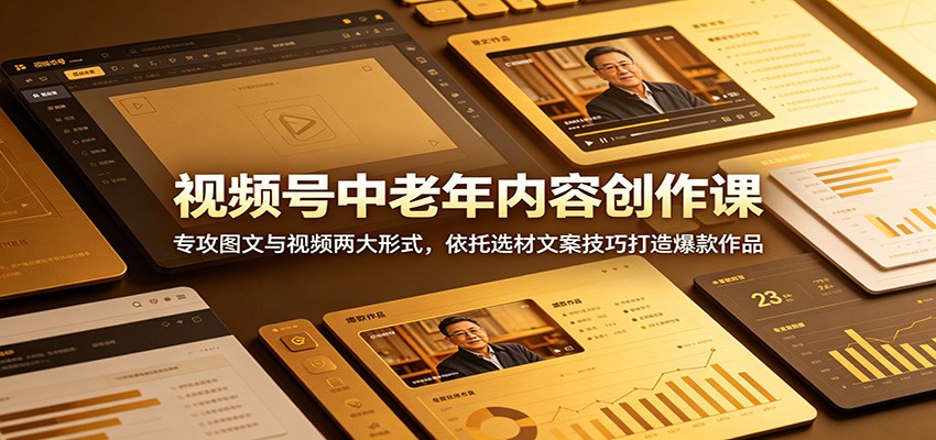 视频号中老年内容创作课：专攻图文与视频两大形式，依托选材文案技巧打造爆款作品-墨痕微课