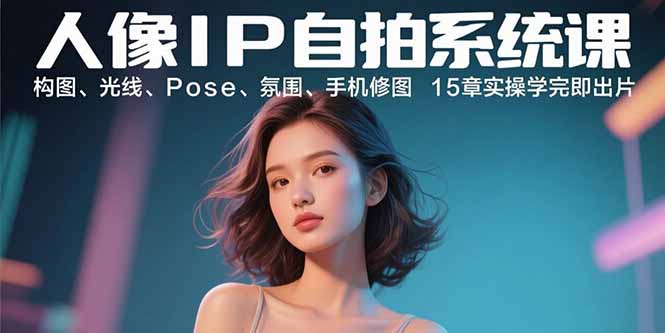 人像IP自拍系统课:构图、光线、Pose、氛围、手机修图 15章实操学完即出片-墨痕微课