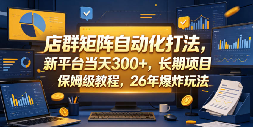 店群矩阵自动化打法,新平台当天300+,长期项目,保姆级教程,26年爆炸玩法【揭秘】-墨痕微课
