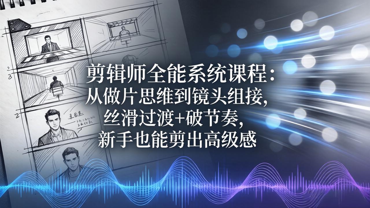 剪辑师全能系统课程：从做片思维到镜头组接，丝滑过渡+破节奏，新手也能剪出高级感-墨痕微课