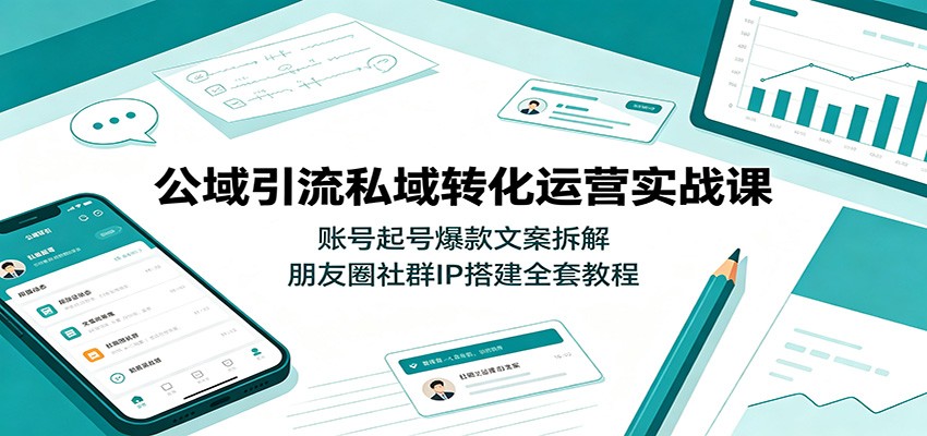 公域引流私域转化运营实战课：账号起号爆款文案拆解，朋友圈社群IP搭建全套教程-墨痕微课