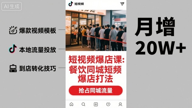 短视频爆店课,餐饮同城短视频爆店打法-墨痕微课