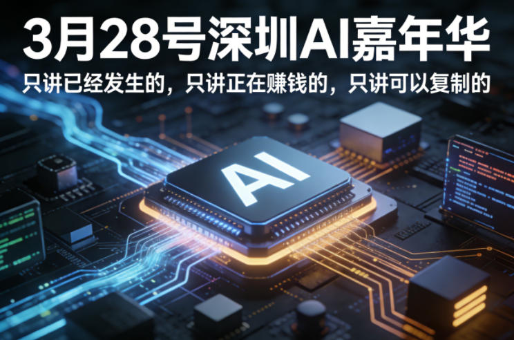 3月28号深圳AI嘉年华，只讲已经发生的，只讲正在賺钱的，只讲可以复制的-墨痕微课