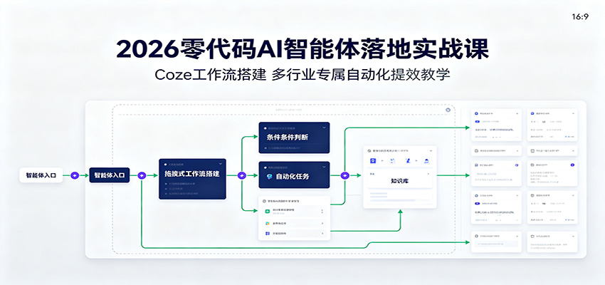 2026零代码AI智能体落地实战课：Coze工作流搭建，多行业专属自动化提效教学-墨痕微课