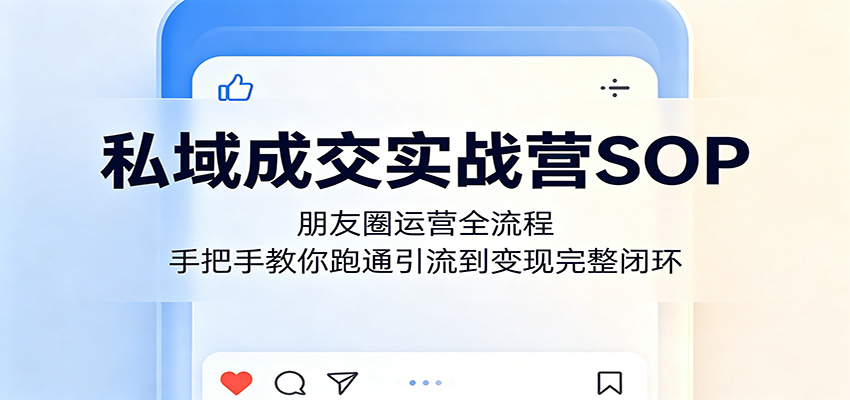 私域成交实战营SOP:朋友圈运营全流程,手把手教你跑通引流到变现完整闭环-墨痕微课
