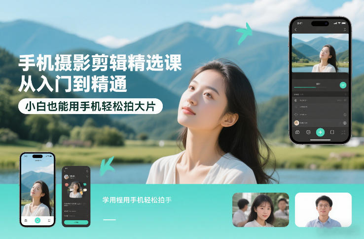 手机摄影剪辑精选课，从入门到精通，小白也能用手机轻松拍大片-墨痕微课