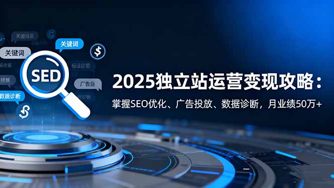 2025独立站运营变现攻略:掌握SEO优化、广告投放、数据诊断,月业绩50万+-墨痕微课