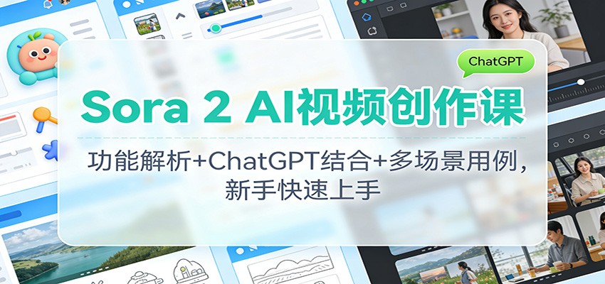 Sora 2 AI视频创作课：功能解析+ChatGPT结合+多场景用例，新手快速上手-墨痕微课