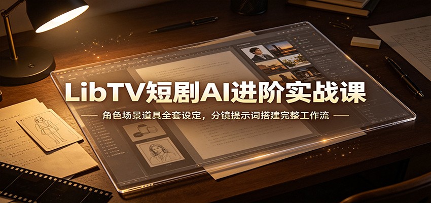 LibTV短剧AI进阶实战课：角色场景道具全套设定，分镜提示词搭建完整工作流-墨痕微课
