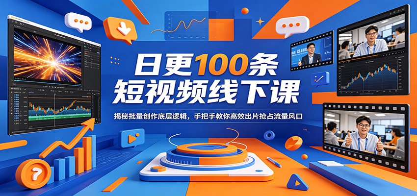 日更100条短视频线下课：揭秘批量创作底层逻辑，手把手教你高效出片抢占流量风口-墨痕微课