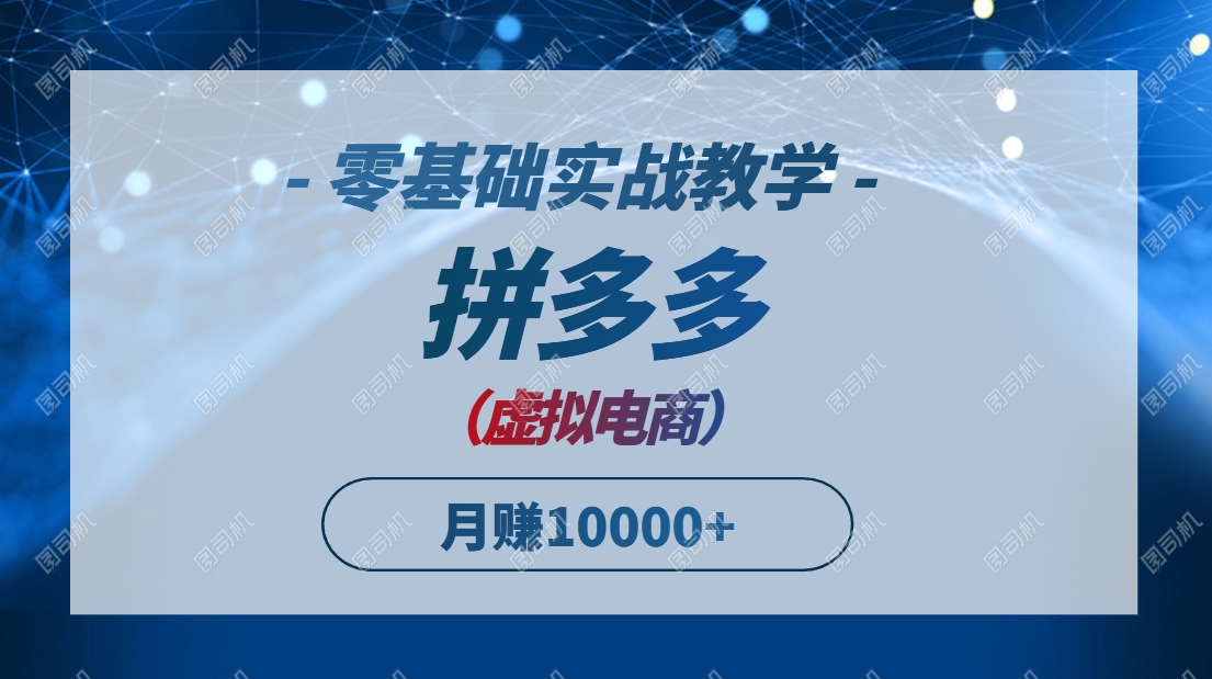 拼多多虚拟电商,零基础实战教学,快速打爆商品,新手也能月入10000+-墨痕微课