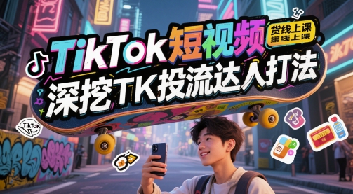 TikTok短视频带货线上课,深挖TK投流达人打法-墨痕微课