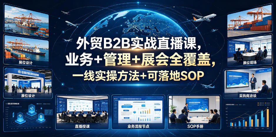 外贸B2B实战直播课，业务+管理+展会全覆盖，一线实操方法+可落地SOP-墨痕微课