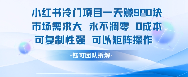 小红书冷门项目一天收益9张,市场需求大,0成本,可复制性强可以矩阵操作-墨痕微课