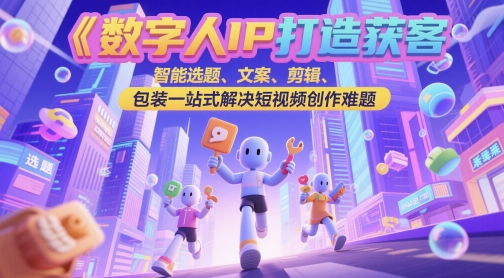 数字人IP打造获客变现实操课，智能选题、文案、剪辑、包装一站式解决短视频创作难题-墨痕微课