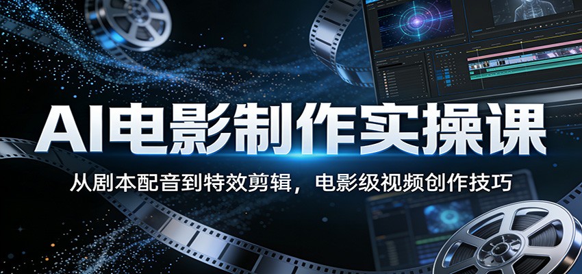 AI电影制作实操课：从剧本配音到特效剪辑，电影级视频创作技巧-墨痕微课