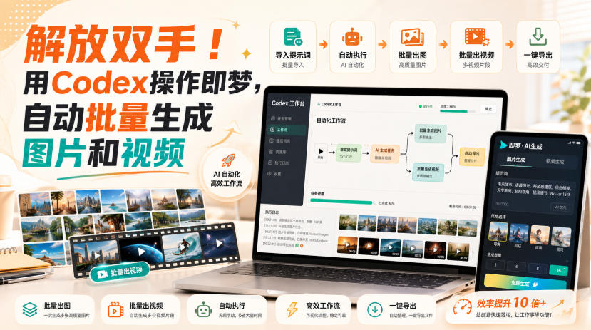 解放双手!用Codex操作即梦,自动批量生成图片和视频-墨痕微课