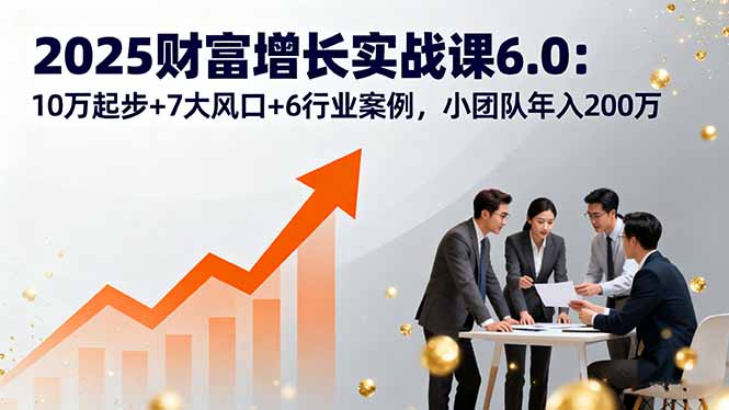 2025财富增长实战课6.0:10万起步+7大风口+6行业案例,小团队年入200万-墨痕微课