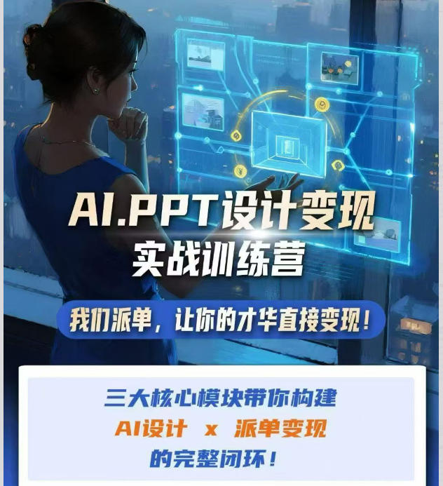 AI+PPT设计变现实战训练营,我们派单,让你的才华直接变现,三大核心模块带你构建Al设计x派单变现的完整闭环-墨痕微课