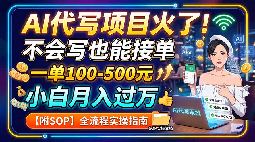 AI代写项目火了！不会写也能接单，一单100-500元，小白月入过万【附SOP】-墨痕微课