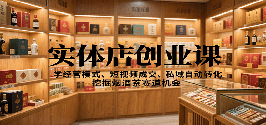 实体店创业课:学经营模式、短视频成交、私域自动转化,挖掘烟酒茶赛道机会-墨痕微课