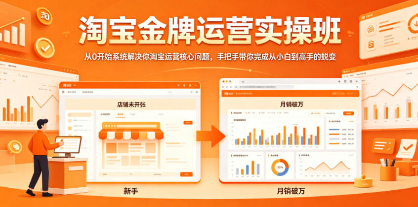 淘宝金牌运营实操班，从0开始系统解决你淘宝运营核心问题，手把手带你完成从小白到高手的蜕变-墨痕微课
